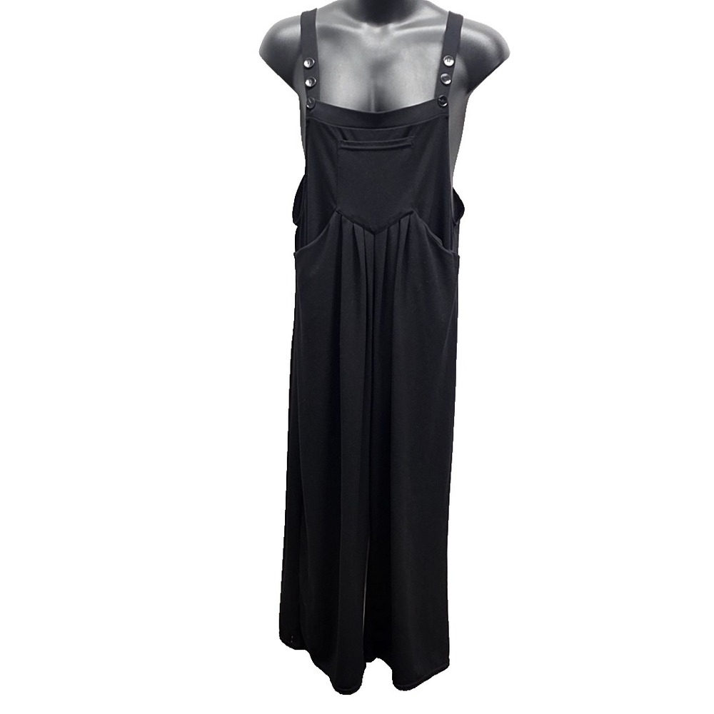Halara Jumpsuit Women XL Black Wide Leg Overall Adjustable Strap Pockets